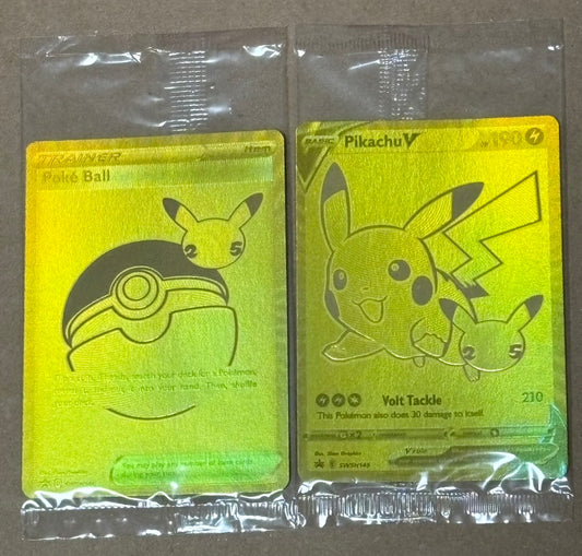 【未開封2枚セット】ゴールデンピカチュウ/ゴールデンモンスターボール 英語版